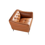 Paris Prix Fauteuil Capitonné En Cuir "Percy" 103cm Marron