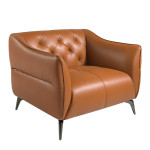 paris prix Fauteuil Capitonné en Cuir "Percy" 103cm Marron