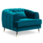 Paris Prix Fauteuil Capitonné En Velours "Glamour" 93cm Bleu
