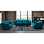Paris Prix Fauteuil Capitonné En Velours "Glamour" 93cm Bleu