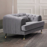 Paris Prix Fauteuil Capitonné En Velours "Glamour" 93cm Gris
