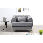 Paris Prix Fauteuil Capitonné En Velours "Glamour" 93cm Gris