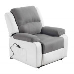paris prix Fauteuil de Relaxation Electrique "Ota" 96cm Blanc & Gris