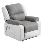 paris prix Fauteuil de Relaxation Électrique "Ottawa" 98cm Gris & Blanc
