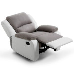 Paris Prix Fauteuil De Relaxation Microfibre "Polo" 96cm Gris & Blanc