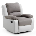 paris prix Fauteuil de Relaxation Microfibre "Polo" 96cm Gris & Blanc