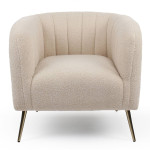 Paris Prix Fauteuil Design Bouclette "Reuben" 75cm Beige