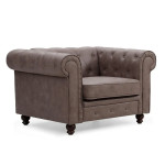 Paris Prix Fauteuil Design "Chesterfield" 110cm Marron Vintage