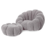 Paris Prix Fauteuil Design Coquillage "Bouclette" 98cm Gris
