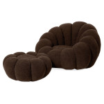 Paris Prix Fauteuil Design Coquillage "Bouclette" 98cm Marron