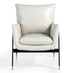 Paris Prix Fauteuil Design Cuir & Acier "Folty" 87cm Beige