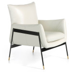 paris prix Fauteuil Design Cuir & Acier "Folty" 87cm Beige