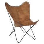 paris prix Fauteuil Design en Cuir "Papillon" 73cm Marron