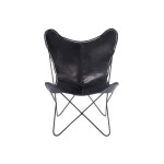 Paris Prix Fauteuil Design En Cuir "Papillon" 92cm Noir