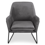Paris Prix Fauteuil Design En Velours "Baldy" 84cm Gris