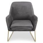 Paris Prix Fauteuil Design En Velours "Baldy" 84cm Gris & Or