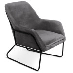 paris prix Fauteuil Design en Velours "Baldy" 84cm Gris