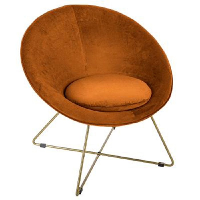Paris Prix Fauteuil Design En Velours "Gold Evan" 76cm Ambre
