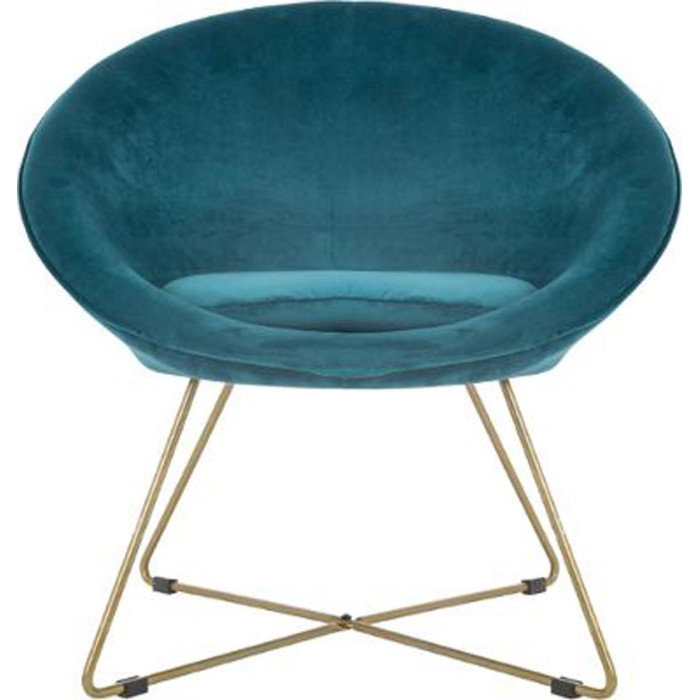 Paris Prix Fauteuil Design En Velours "Gold Evan" 76cm Bleu