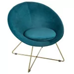 paris prix Fauteuil Design en Velours "Gold Evan" 76cm Bleu
