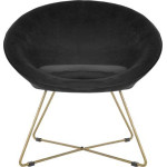 Paris Prix Fauteuil Design En Velours "Gold Evan" 76cm Noir