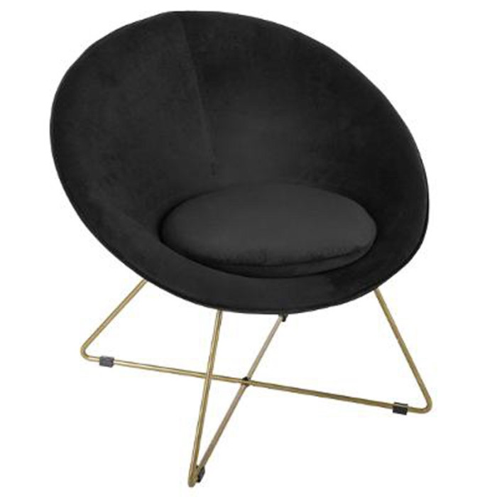 Paris Prix Fauteuil Design En Velours "Gold Evan" 76cm Noir