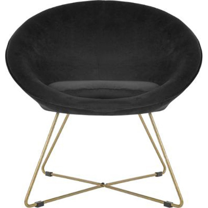 Paris Prix Fauteuil Design En Velours "Gold Evan" 76cm Noir