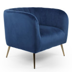 paris prix Fauteuil Design en Velours "Reuben" 75cm Bleu