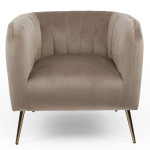 Paris Prix Fauteuil Design En Velours "Reuben" 75cm Taupe