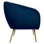 Paris Prix Fauteuil Design En Velours "Solaro" 78cm Bleu