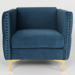 Paris Prix Fauteuil Design En Velours "Suez" 83cm Bleu