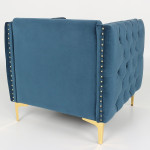 Paris Prix Fauteuil Design En Velours "Suez" 83cm Bleu