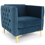 paris prix Fauteuil Design en Velours "Suez" 83cm Bleu