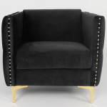 Paris Prix Fauteuil Design En Velours "Suez" 83cm Noir