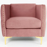 Paris Prix Fauteuil Design En Velours "Suez" 83cm Rose
