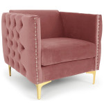 paris prix Fauteuil Design en Velours "Suez" 83cm Rose