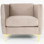 Paris Prix Fauteuil Design En Velours "Suez" 83cm Taupe