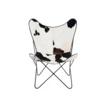 Paris Prix Fauteuil Design Peau De Vache "Papillon" 92cm Noir & Blanc