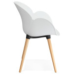 Paris Prix Fauteuil Design "Pikat" 84cm Blanc & Naturel