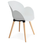 paris prix Fauteuil Design "Pikat" 84cm Blanc & Naturel