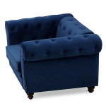 Paris Prix Fauteuil Design Velours "Chesterfield" 111cm Bleu