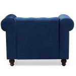 Paris Prix Fauteuil Design Velours "Chesterfield" 111cm Bleu
