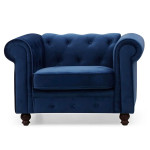 paris prix Fauteuil Design Velours "Chesterfield" 111cm Bleu