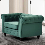 Paris Prix Fauteuil Design Velours "Chesterfield" 111cm Vert
