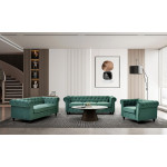 Paris Prix Fauteuil Design Velours "Chesterfield" 111cm Vert