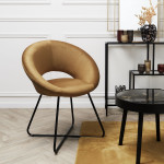 Paris Prix Fauteuil Design Velours Côtelé "Giulia" 84cm Jaune