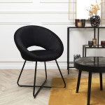 Paris Prix Fauteuil Design Velours Côtelé "Giulia" 84cm Noir