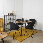 Paris Prix Fauteuil Design Velours Côtelé "Giulia" 84cm Noir
