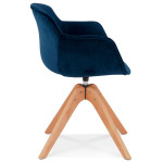Paris Prix Fauteuil Design Velours "Laurie" 80cm Bleu & Naturel