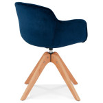 Paris Prix Fauteuil Design Velours "Laurie" 80cm Bleu & Naturel